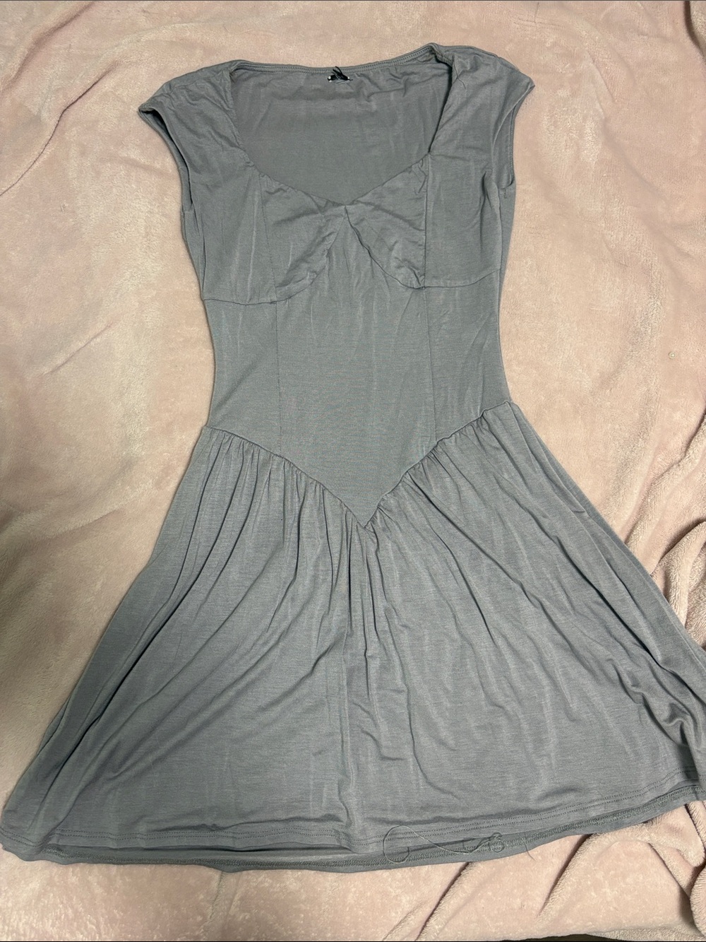 Windsor Slate Gray Cap-Sleeve Fit & Flare Mini Dress